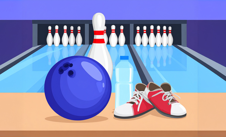 AI-genererad bild på bowlingklot och skor.